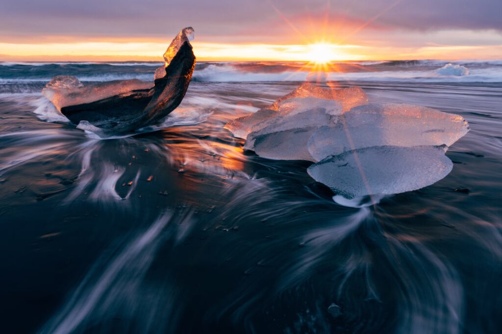 Diamond beach jokulsárlón in south coast iceland