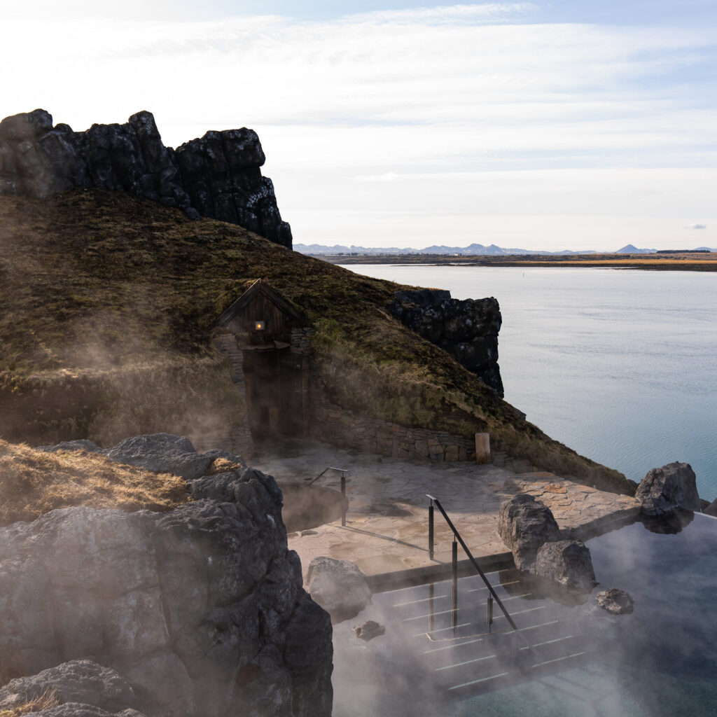 sky lagoon hot spring in iceland