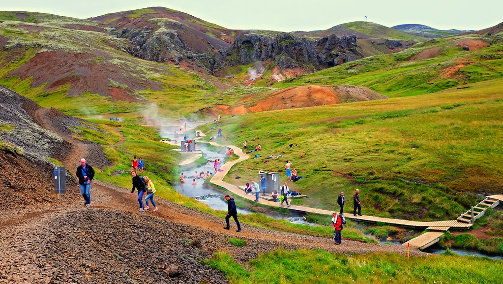 Reykjadalur hot spring river in iceland