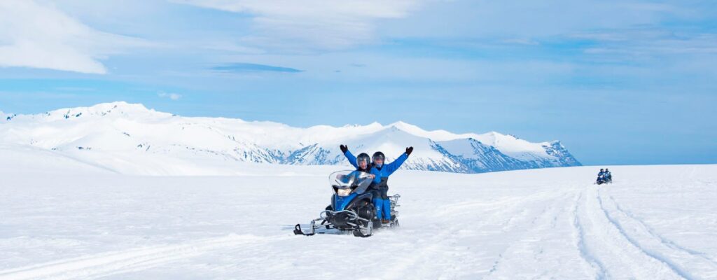 snowmobile in iceland on glacier